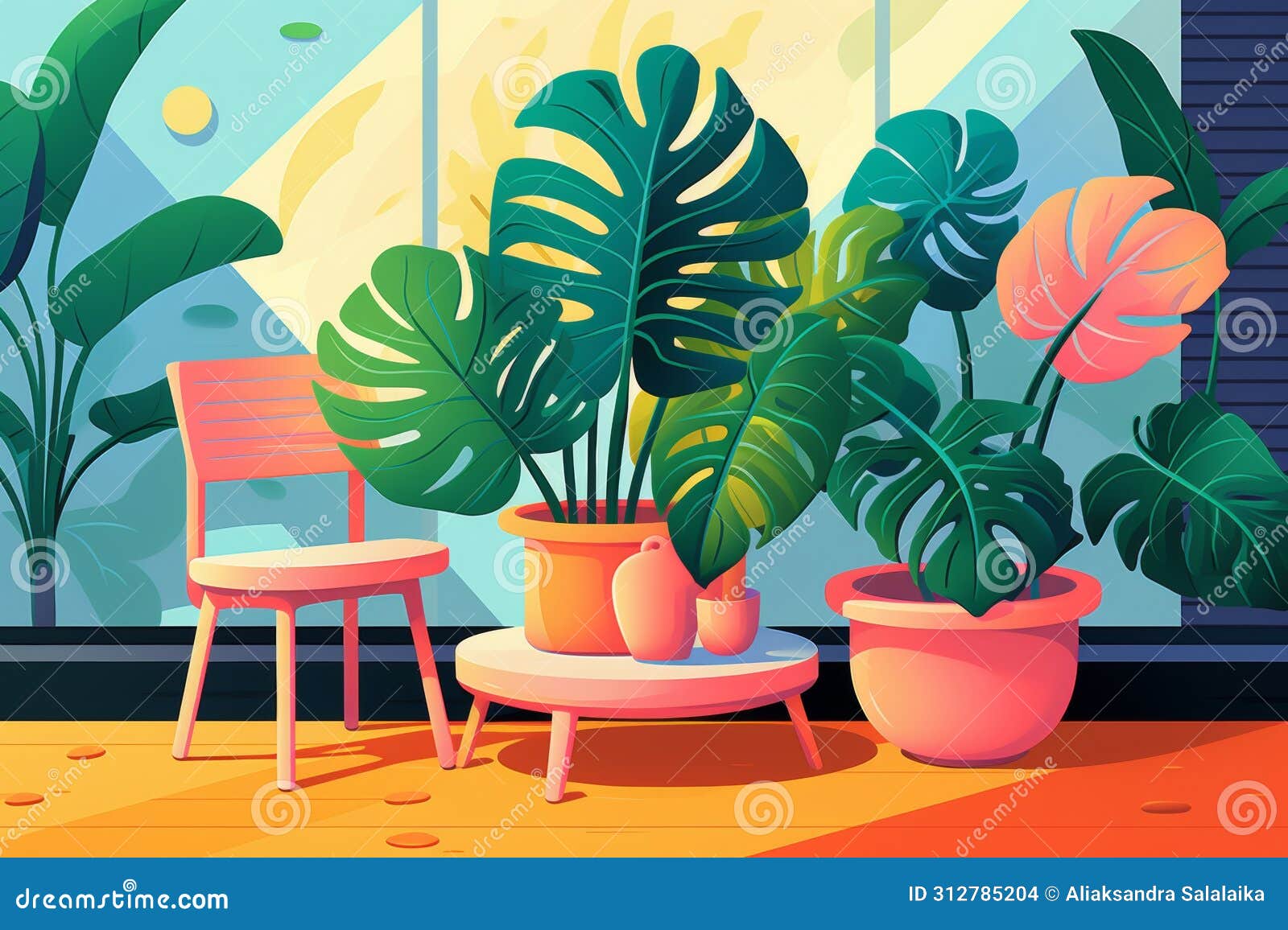 lively 2d  of a tropical houseplant perfect for adding vibrancy to indoor spaces