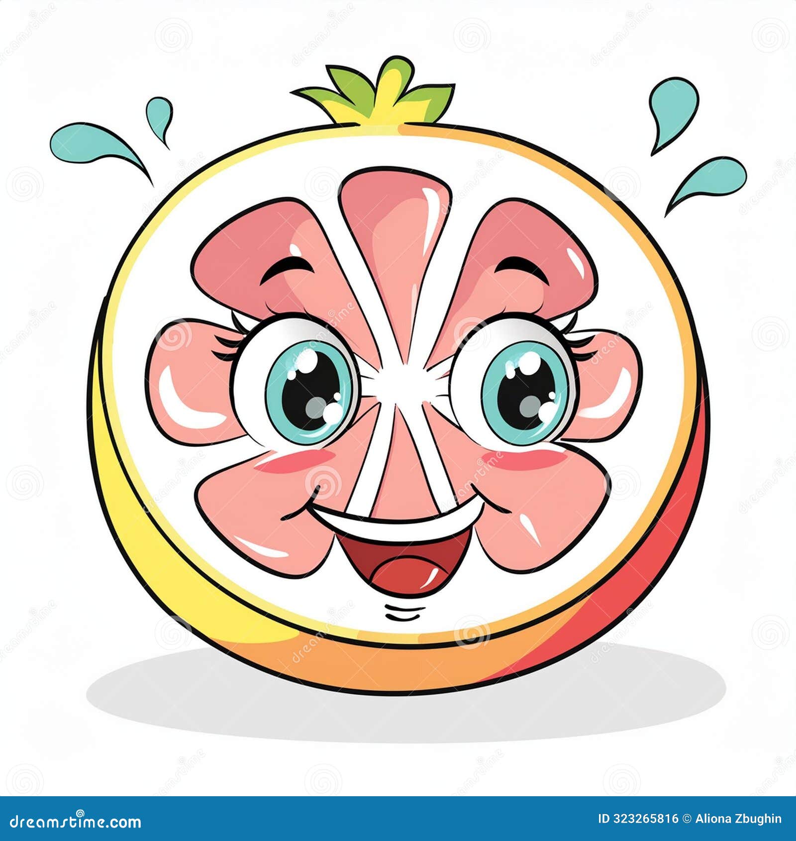 a grapefruit with a giggling face