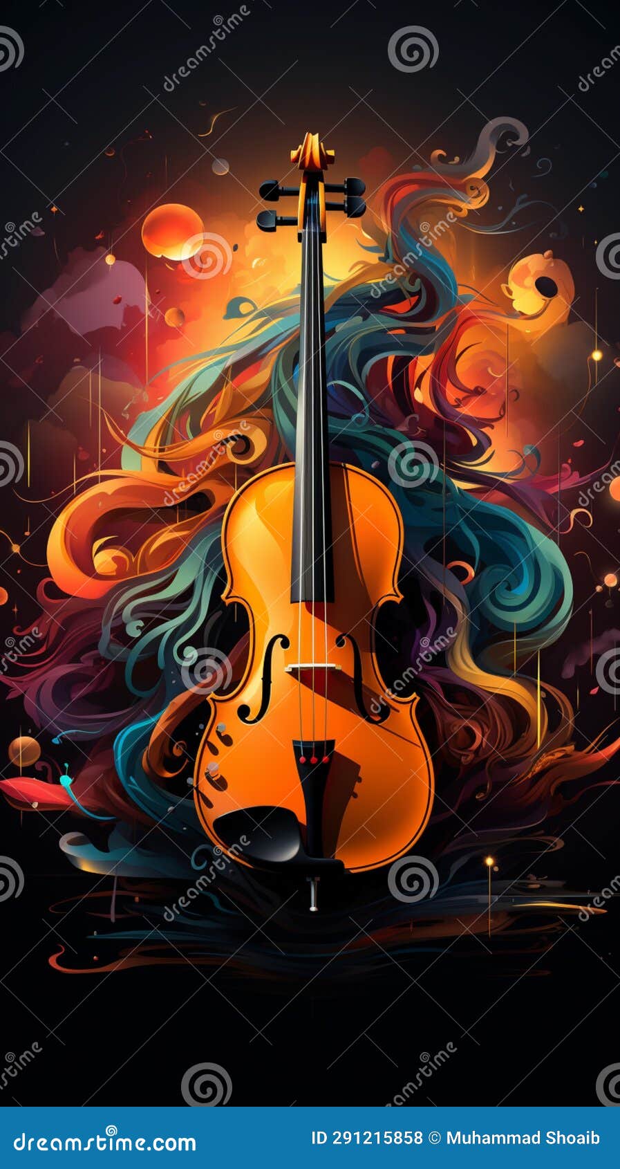 Lively Musical Ensemble Flat Vector of Colorful Notes on Dark