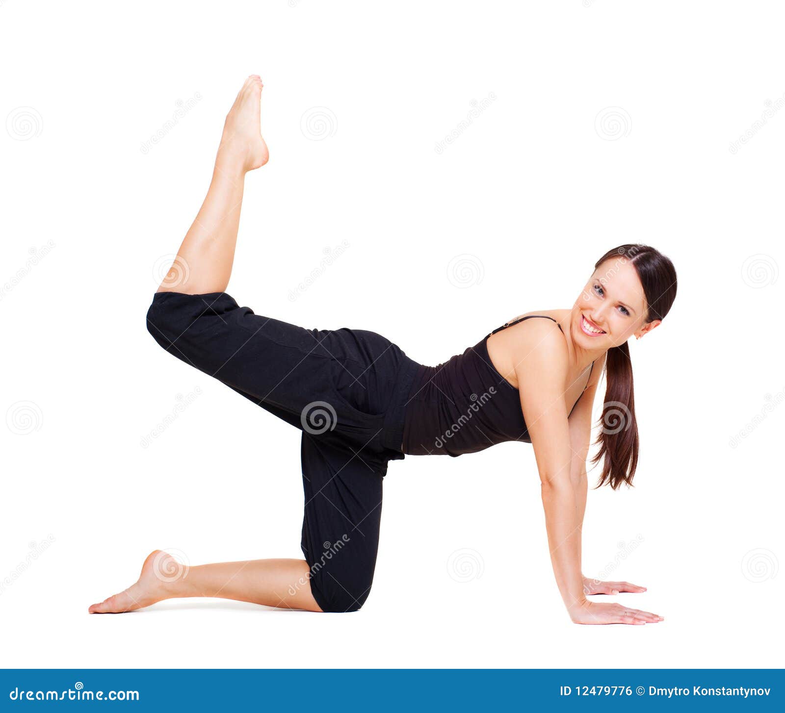 lively woman doing exercises for legs