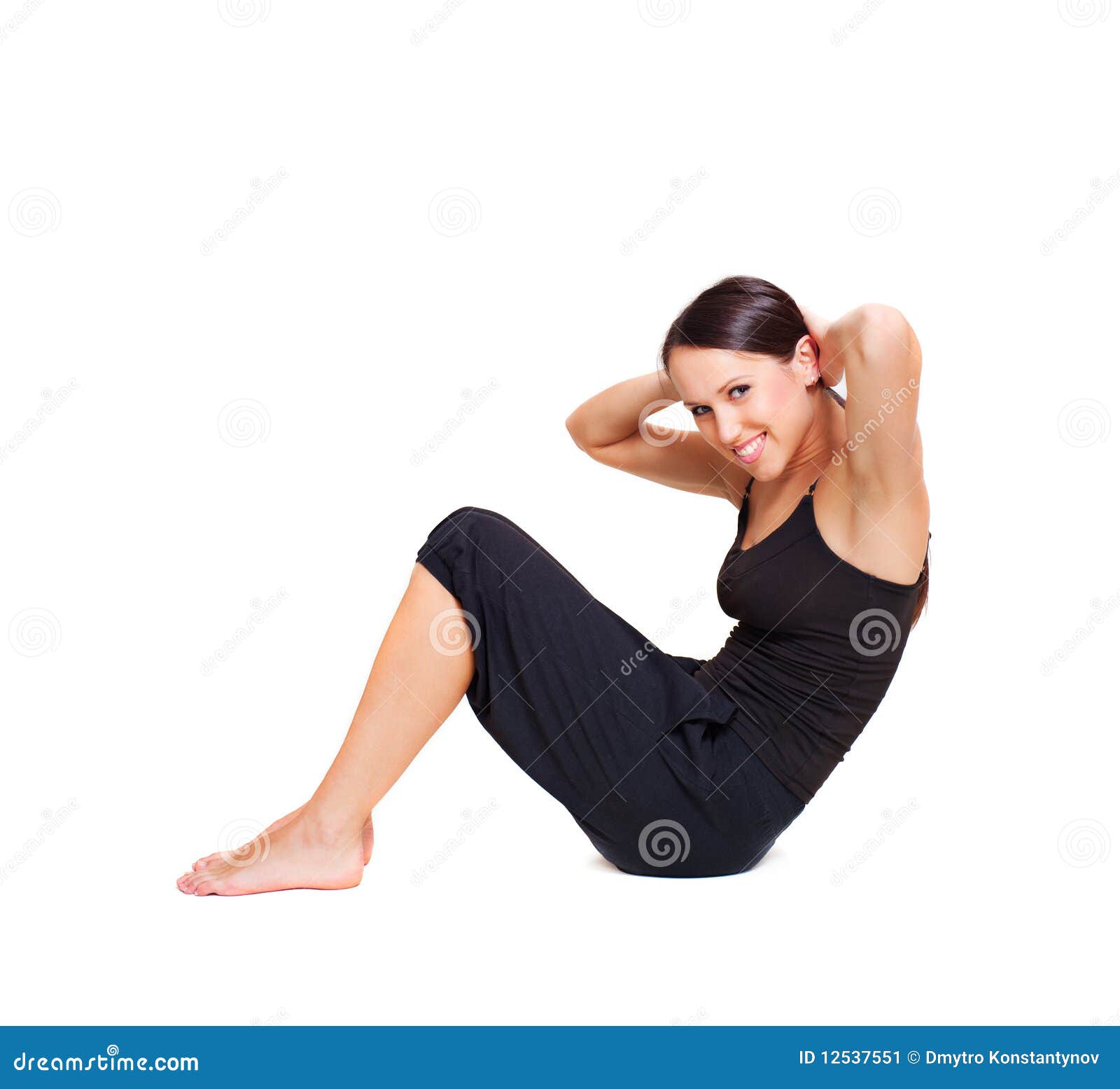 lively woman doing sport exercises