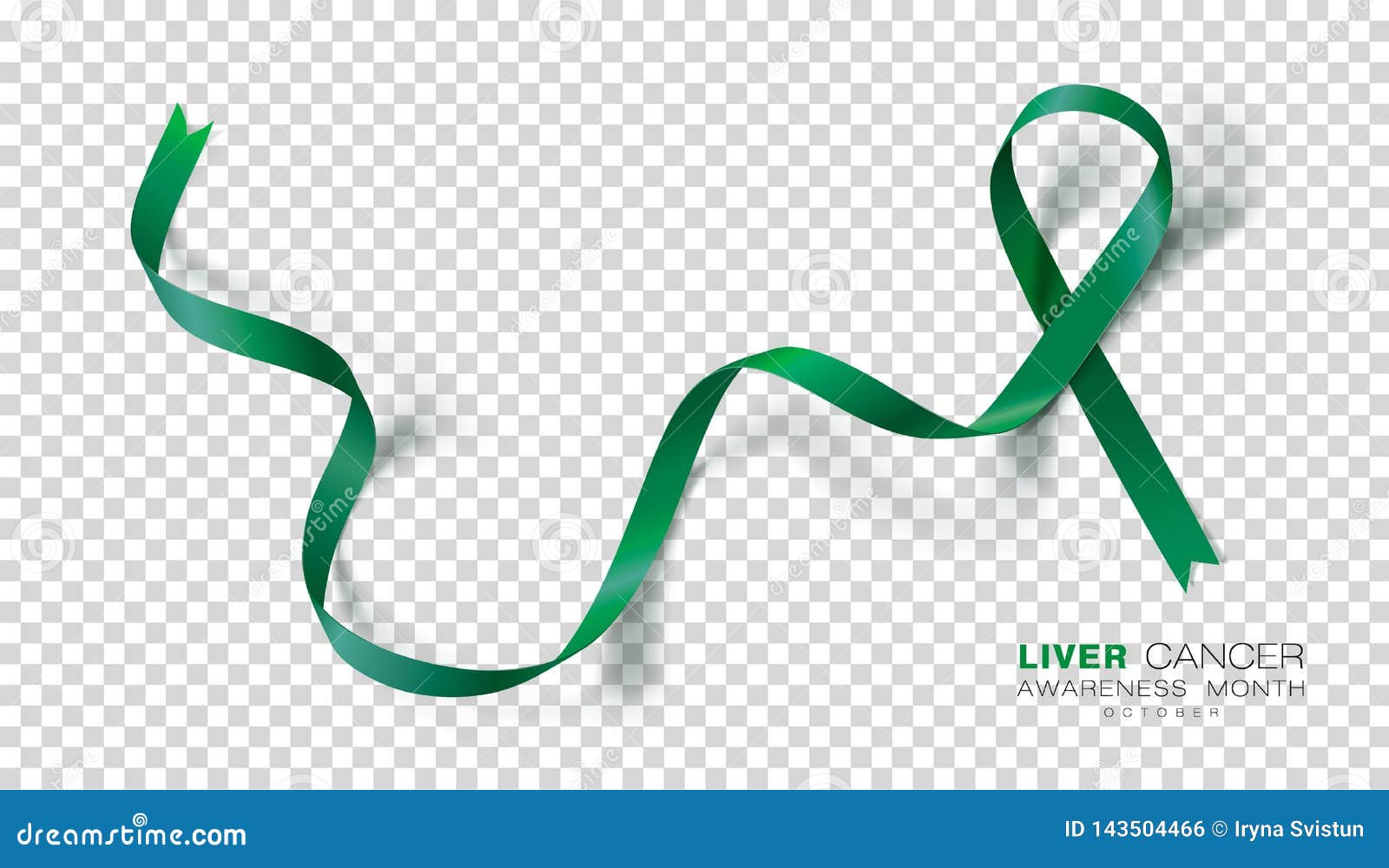 Emerald green ribbon for liver cancer awareness month Stock Vector