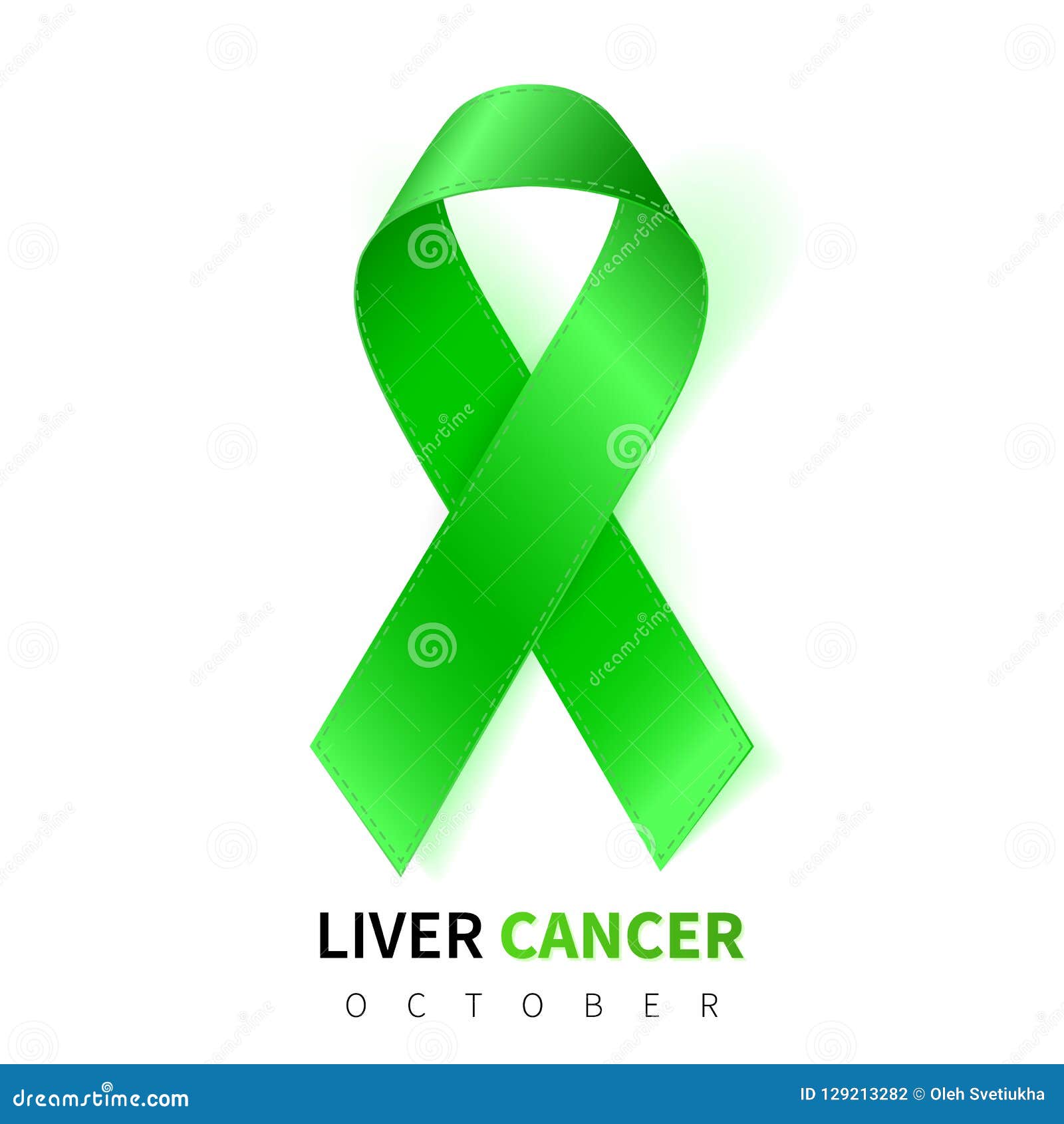 Liver Cancer Awareness Month. Realistic Emerald Green Ribbon