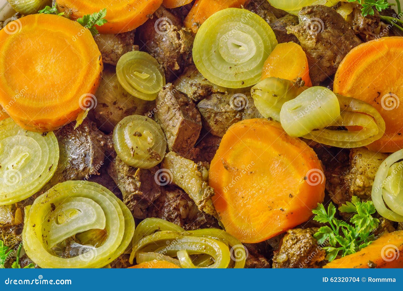 Liver with carrots stock photo. Image of cooking, frying 62320704