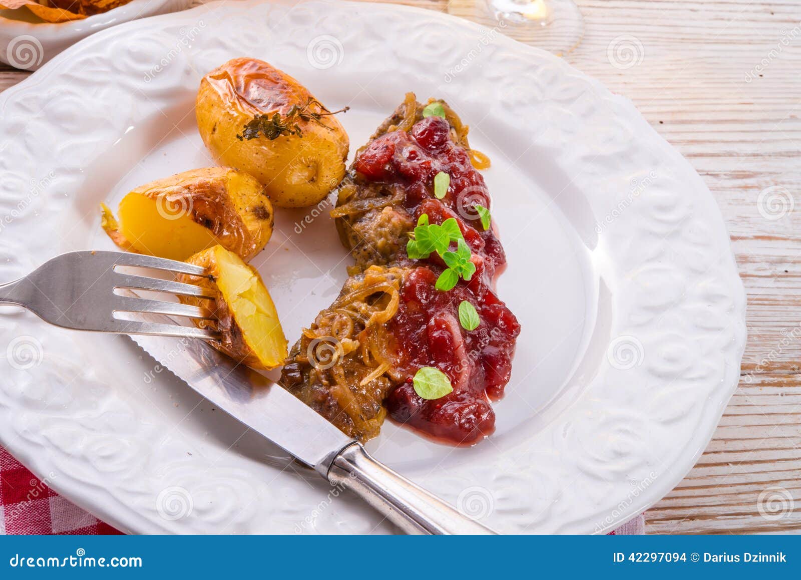 Liver with Cranberries stock photo. Image of green, cooked 42297094
