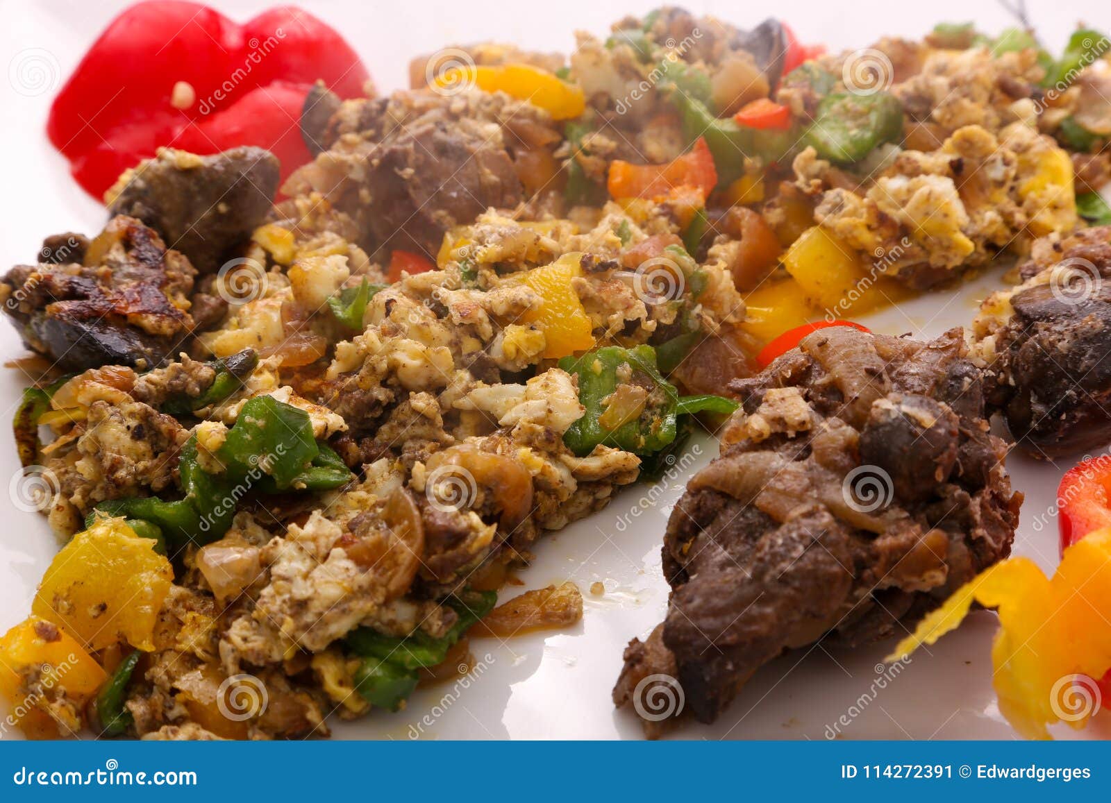 Liver with Egg stock image. Image of food, lunch, cuisine 114272391