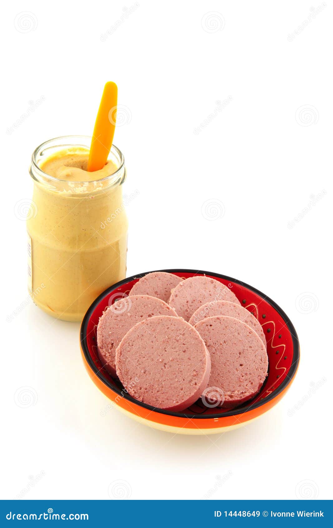 Liver sausage with mustard stock image. Image of slices 14448649