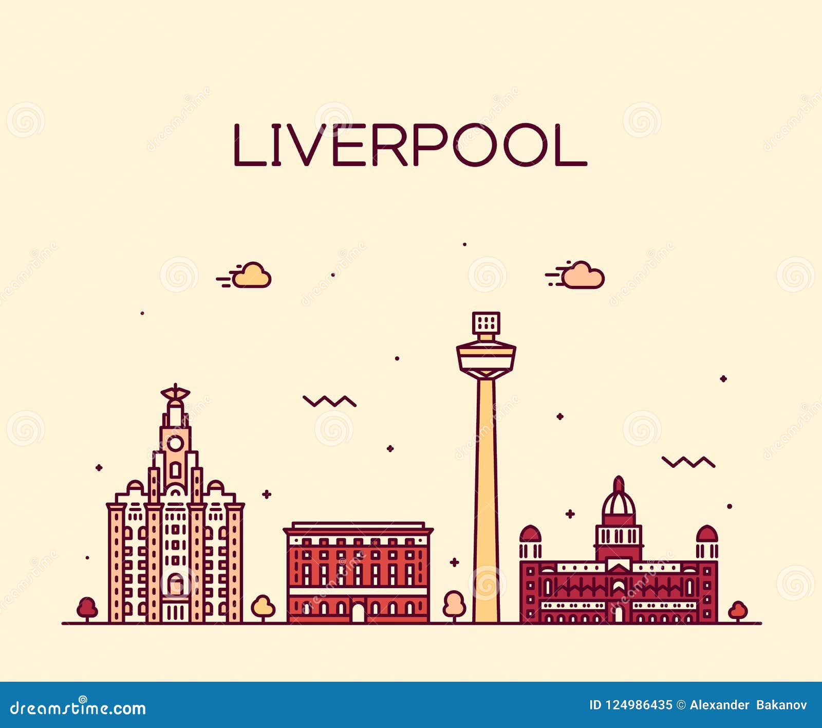 Liverpool City Skyline North West England Vector Stock Vector Illustration Of Main Icon 124986435