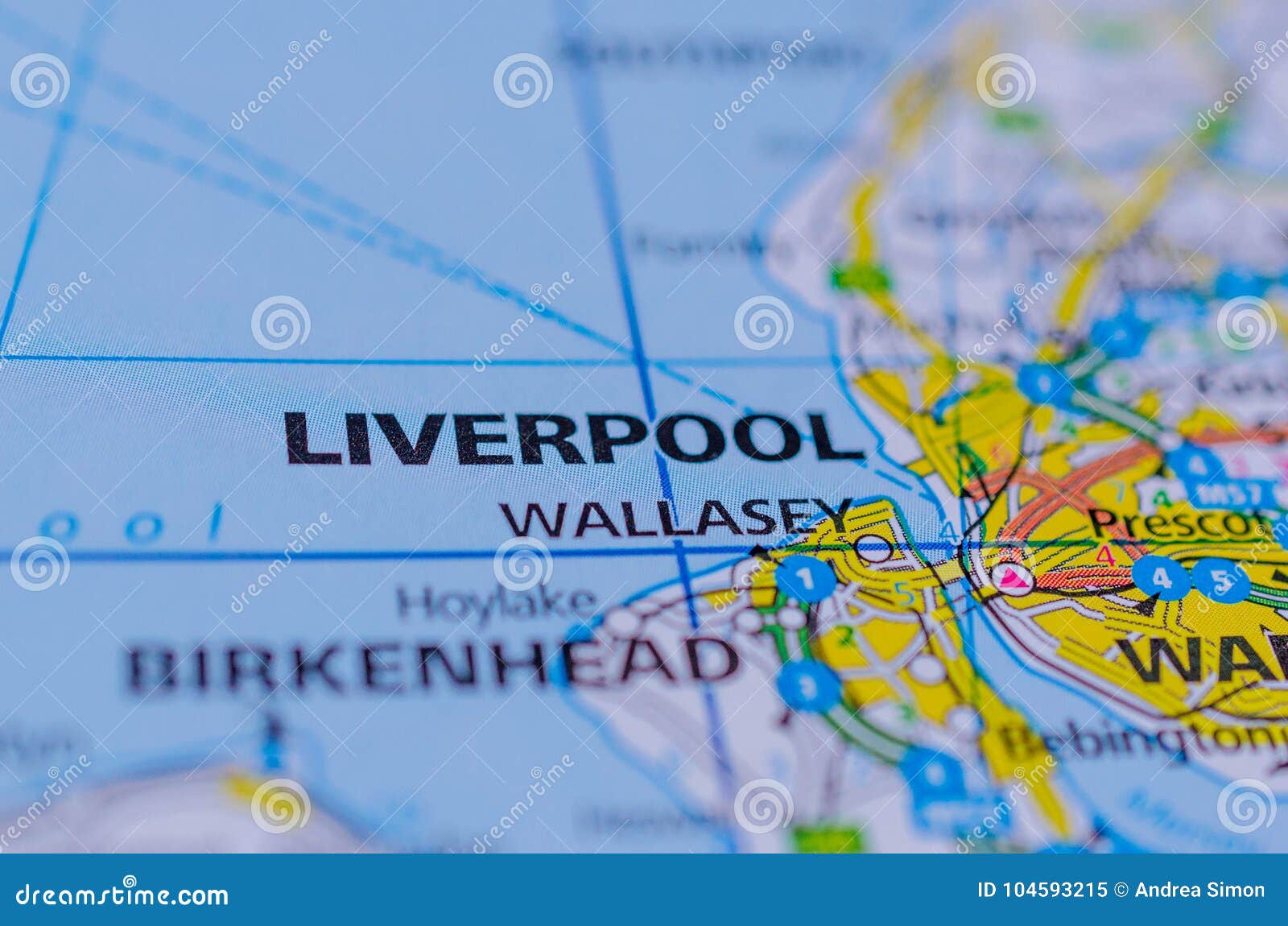 Liverpool en mapa imagen de archivo. Imagen de mersey - 104593215