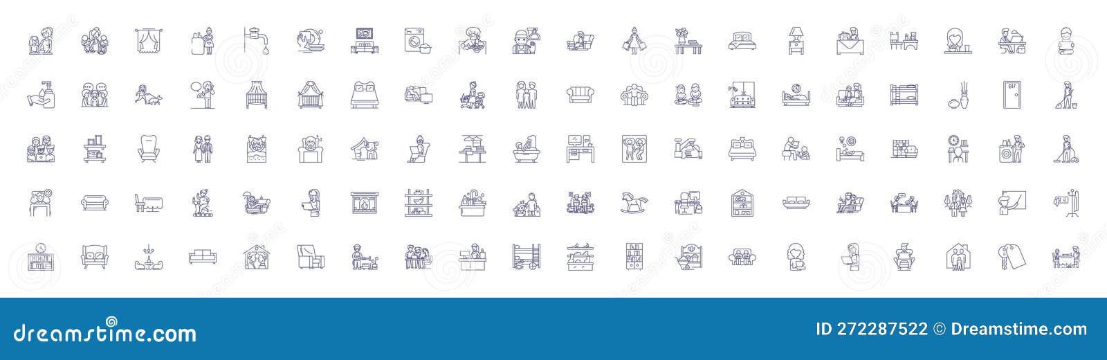 living at home line icons signs set.  collection of dwelling, residing, co habiting, abode, homely, domiciled