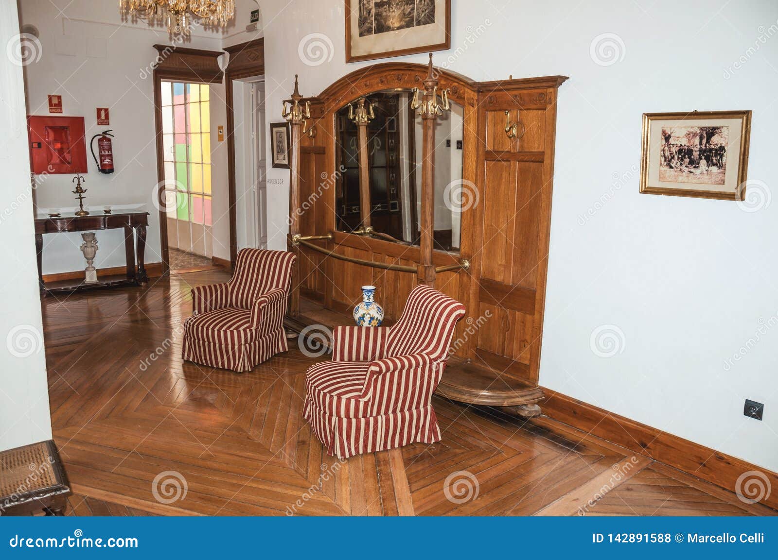 Living Room With Antique Furniture In Historical Building