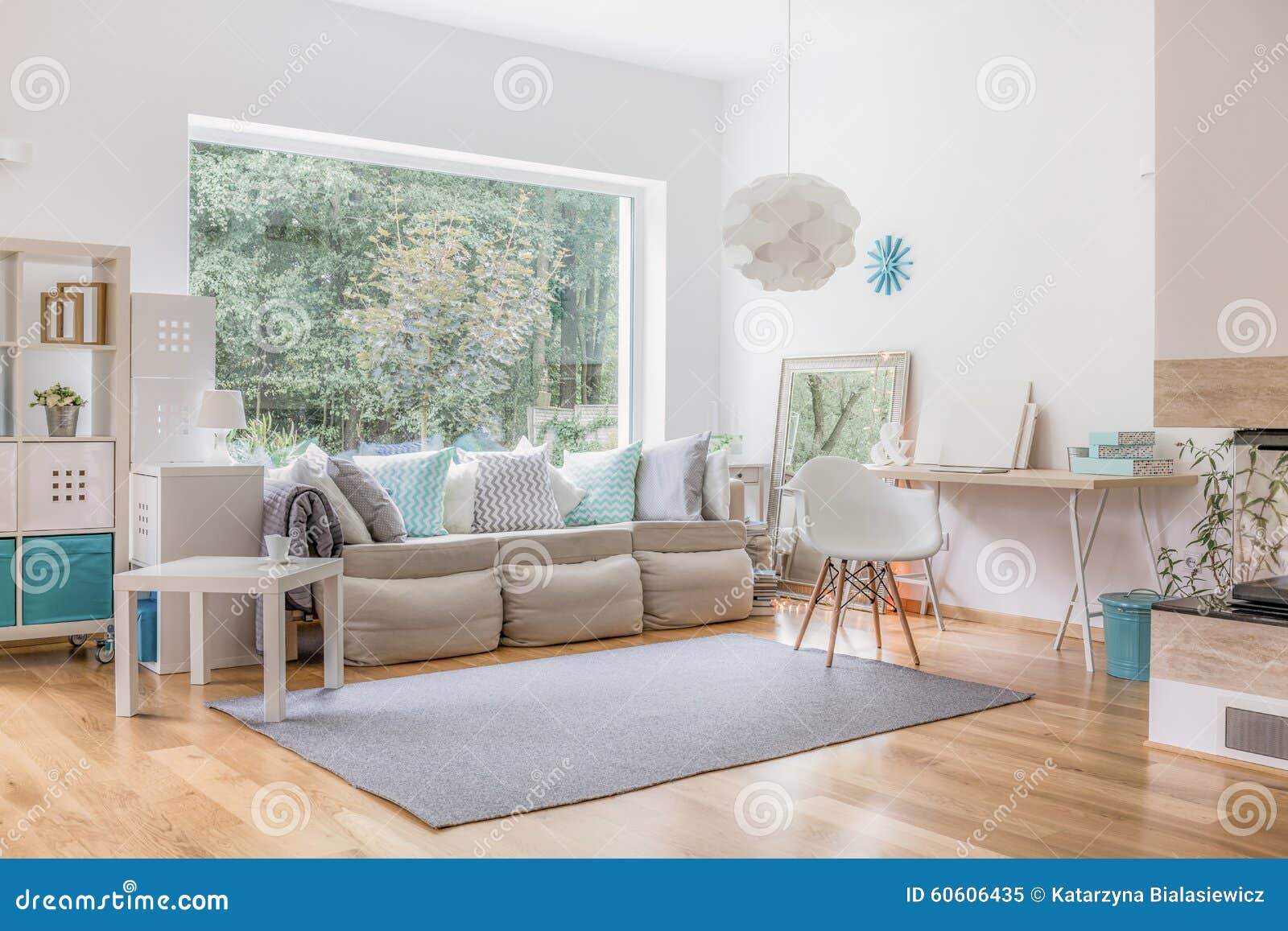 Living Room And Big Window Stock Image Image Of Bright 60606435