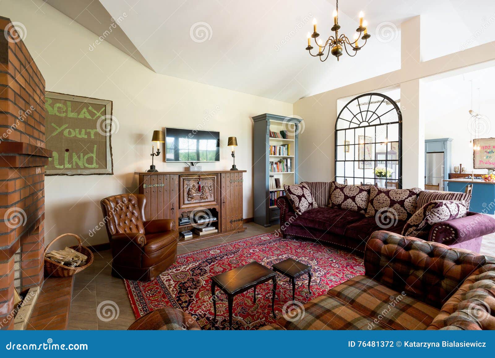 Living Room In Cattage Style Stock Photo Image Of Room Couch 76481372