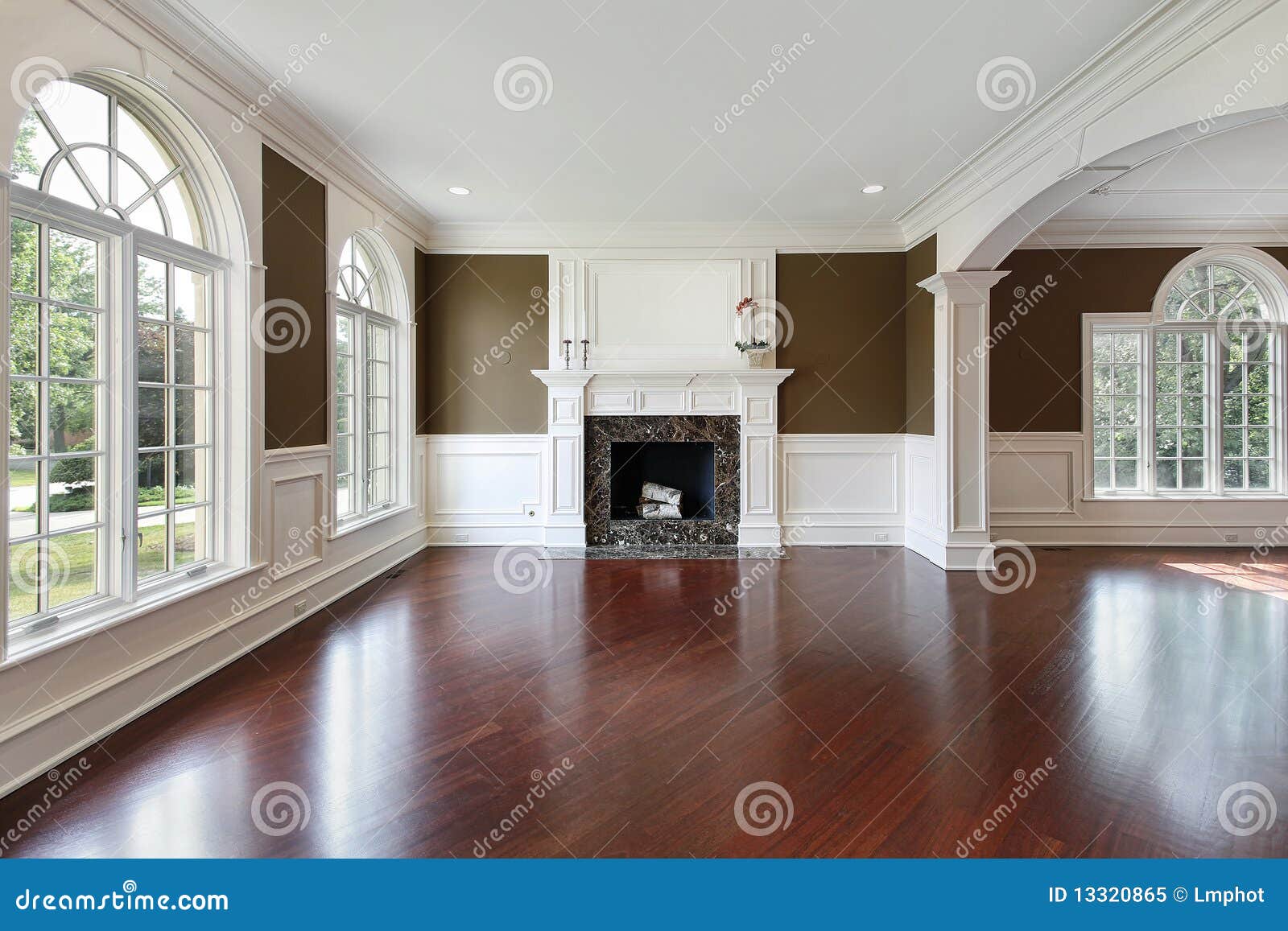 Living Room With Cherry Wood Flooring Stock Image Image Of