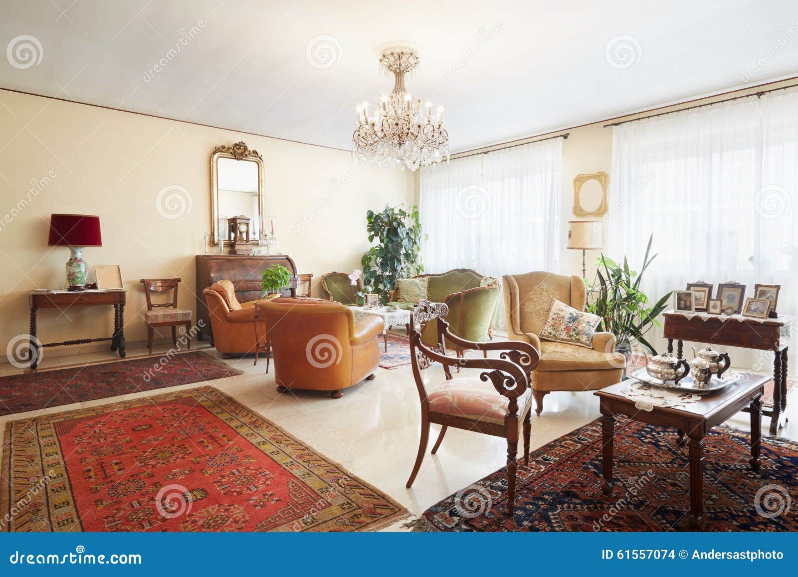 living room, classic italian interior with antiquities