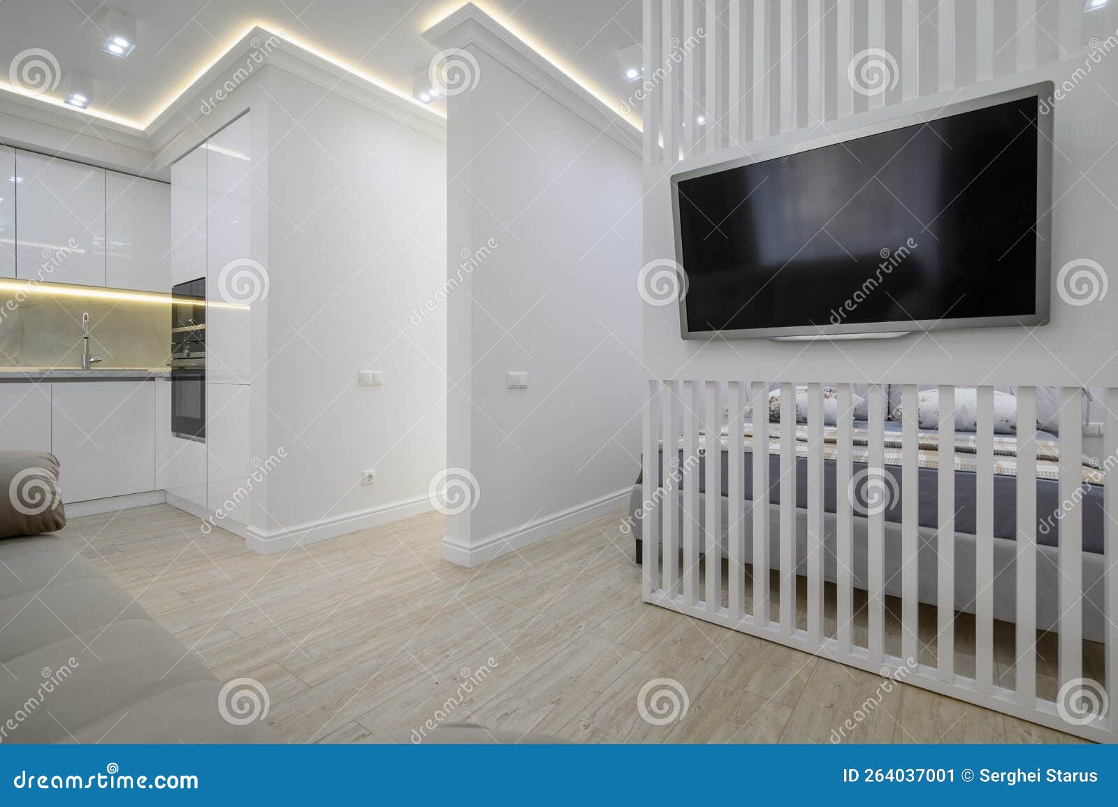 Living Room Connected To Kitchen in a Studio Flat Stock Image Image