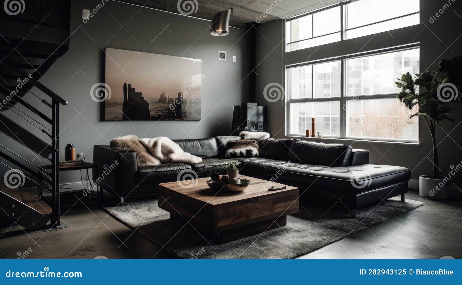 Living Room Decor, Home Interior Design . Modern Industrial Style ...