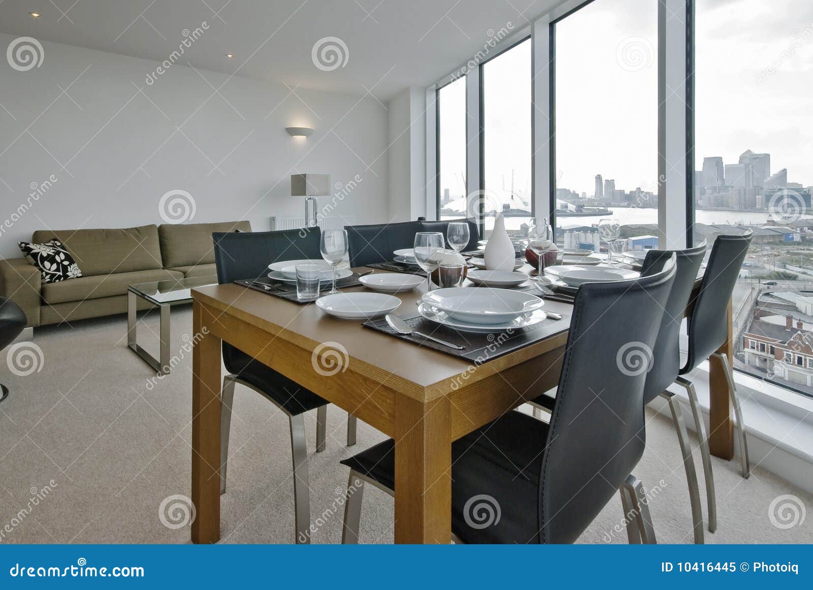 Living Room With Dining Table Set Up Stock Image Image Of