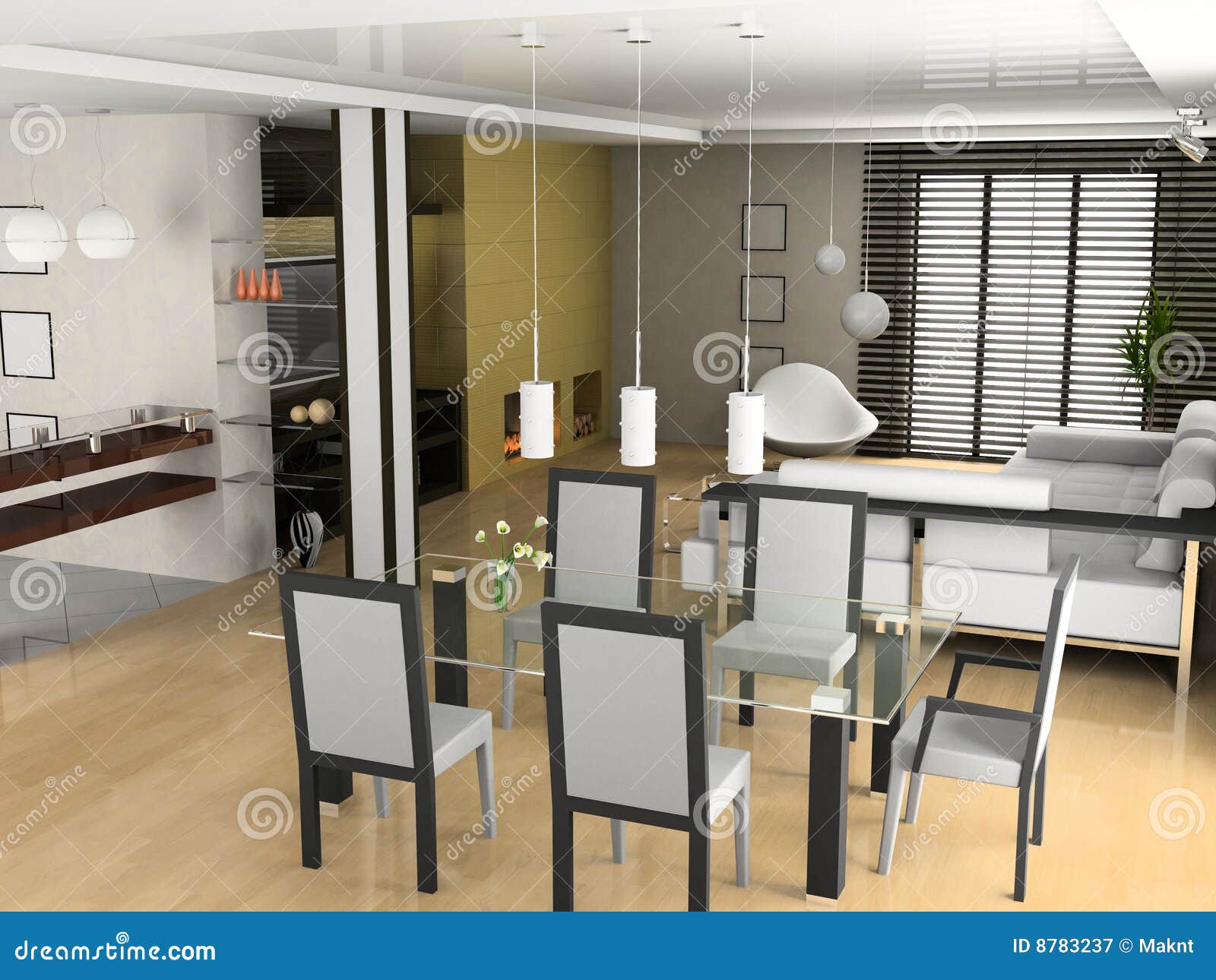 Living a Room with a Dining Zone Stock Image Image of home