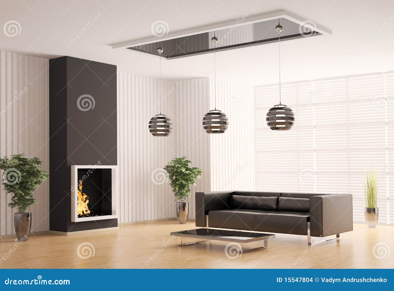 Living Room With Fireplace Interior 3d Stock Illustration Living Room With Fireplace Interior 3d Stock Illustration
