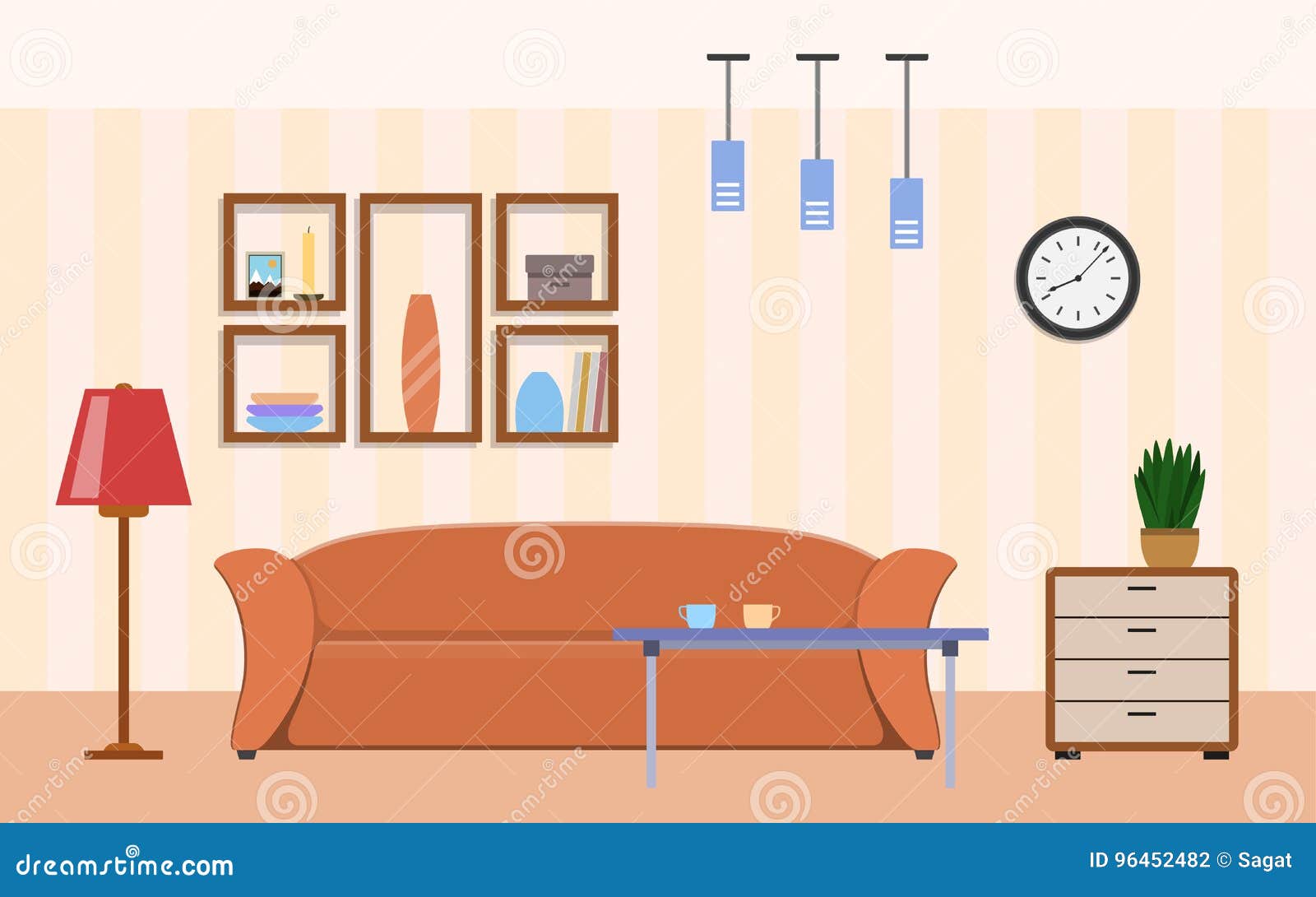 Living Room With Furniture Interior Design Stock Vector