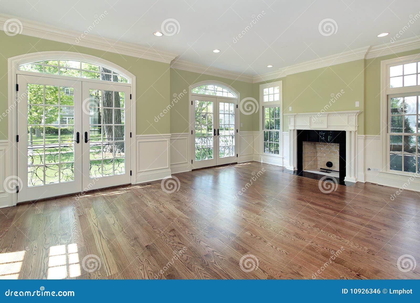 Living Room With Green Walls Stock Photo Image Of Interior