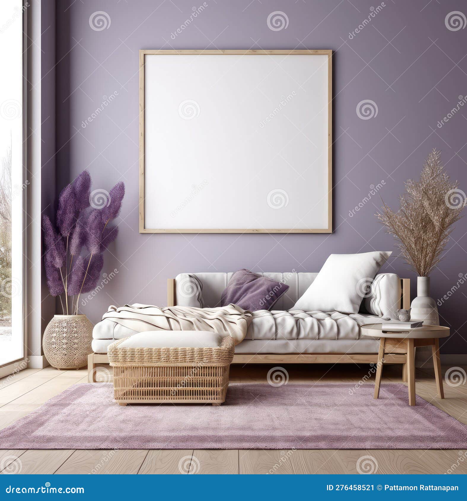 living room interior  mock up, minimal and functional apartment  mock up, generative ai