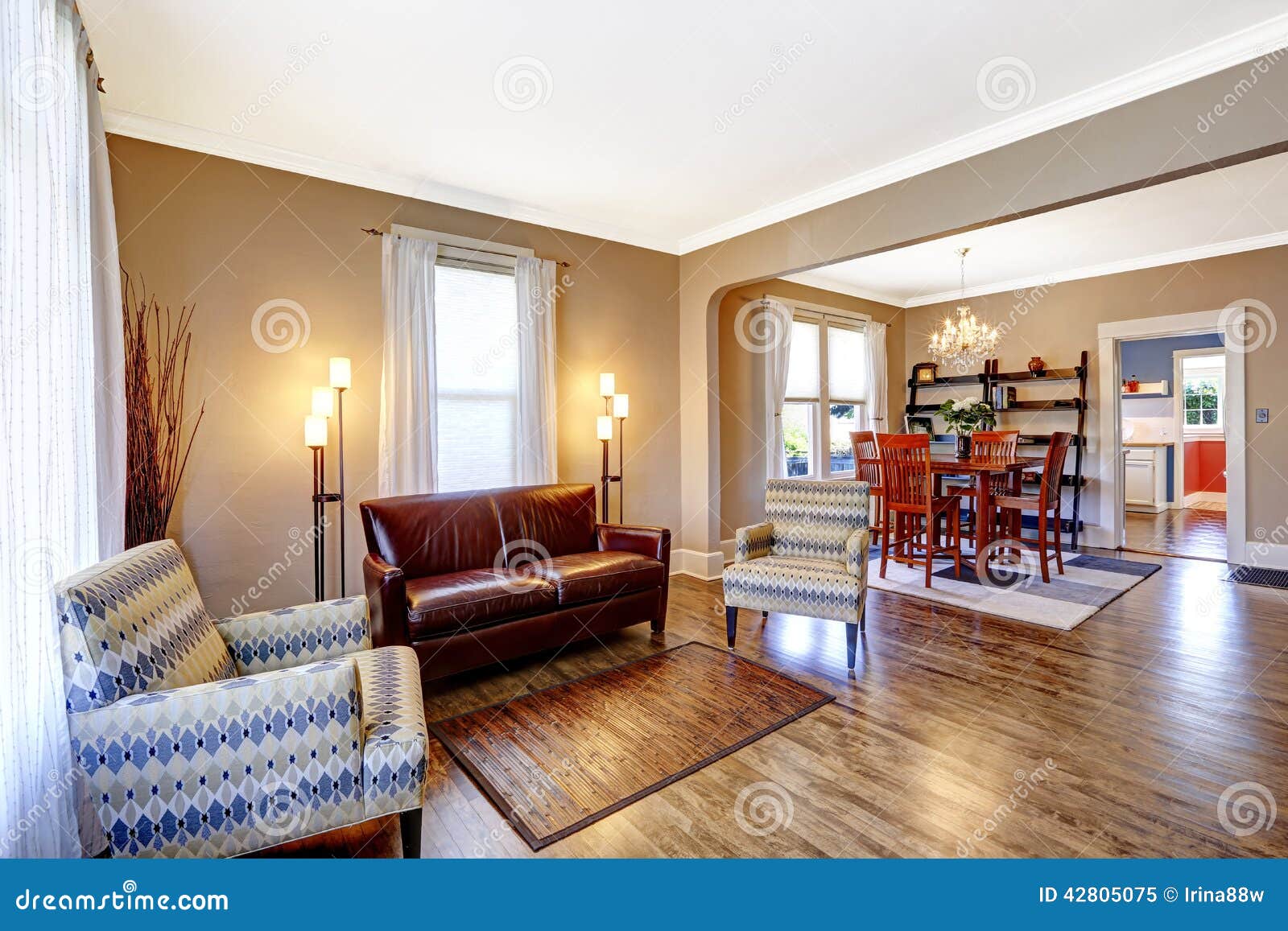  Living  Room  Interior With Leather Couch And Two  Chairs  