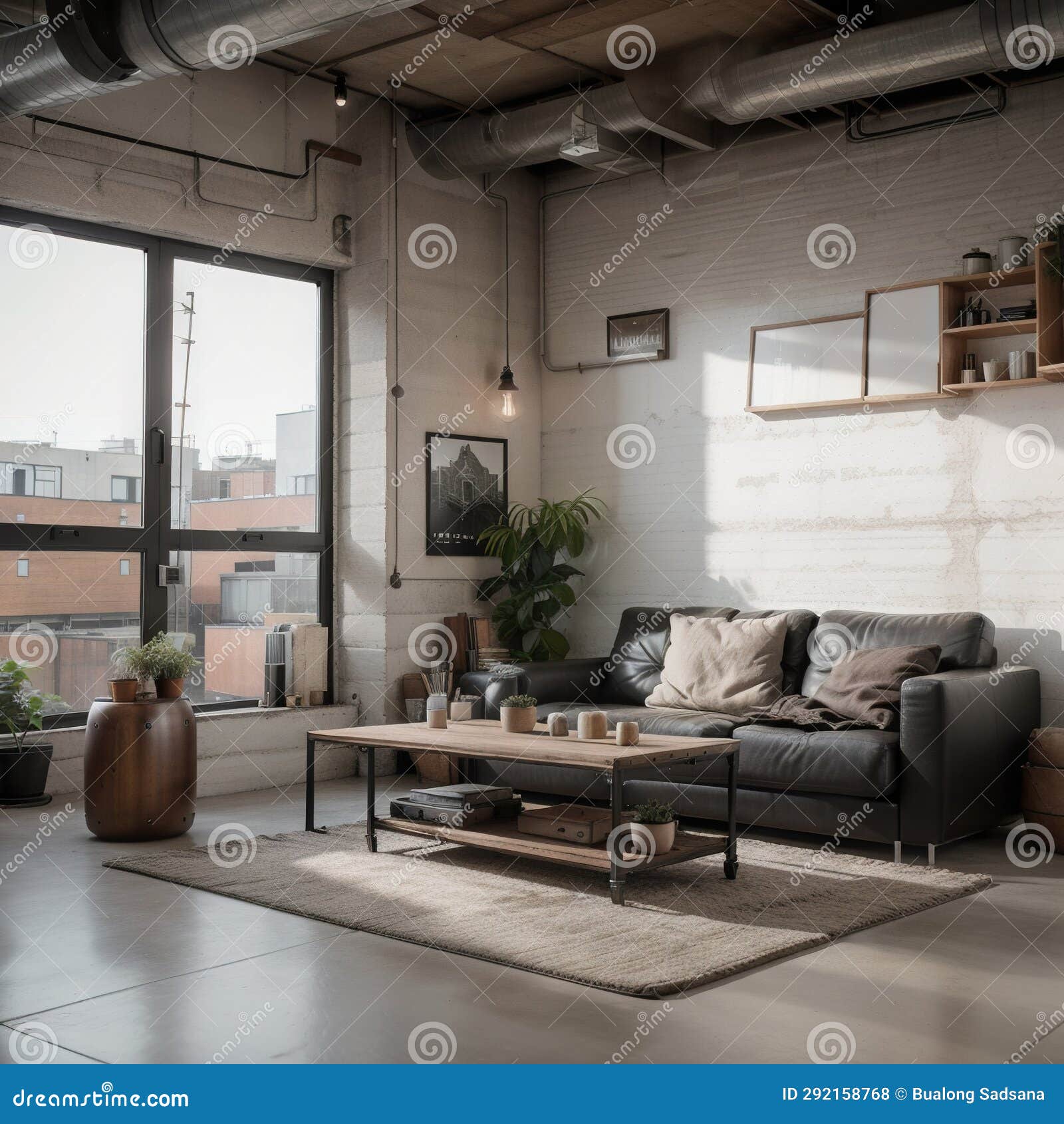 Living Room Interior in Loft, Industrial Style, 库存例证 插画 包括有 设计, 最小