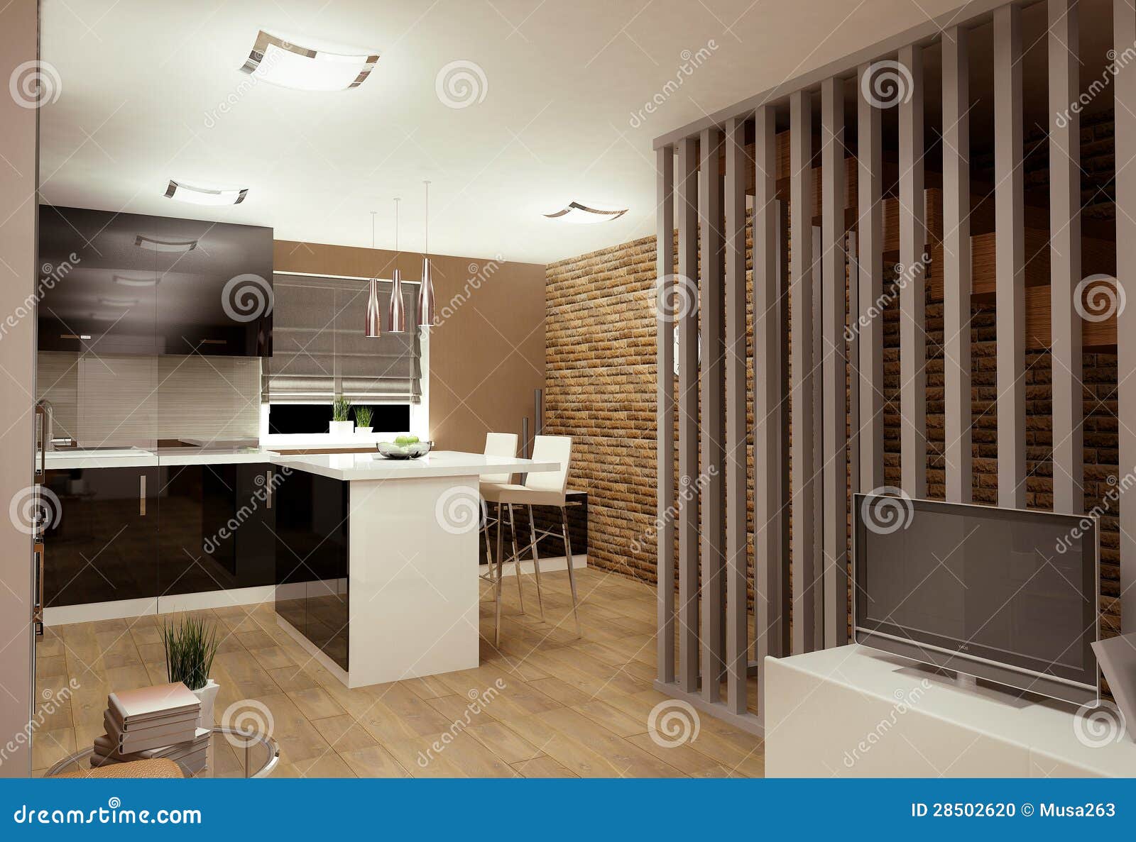 Living Room with Stock Photo Image of gray, brick 28502620
