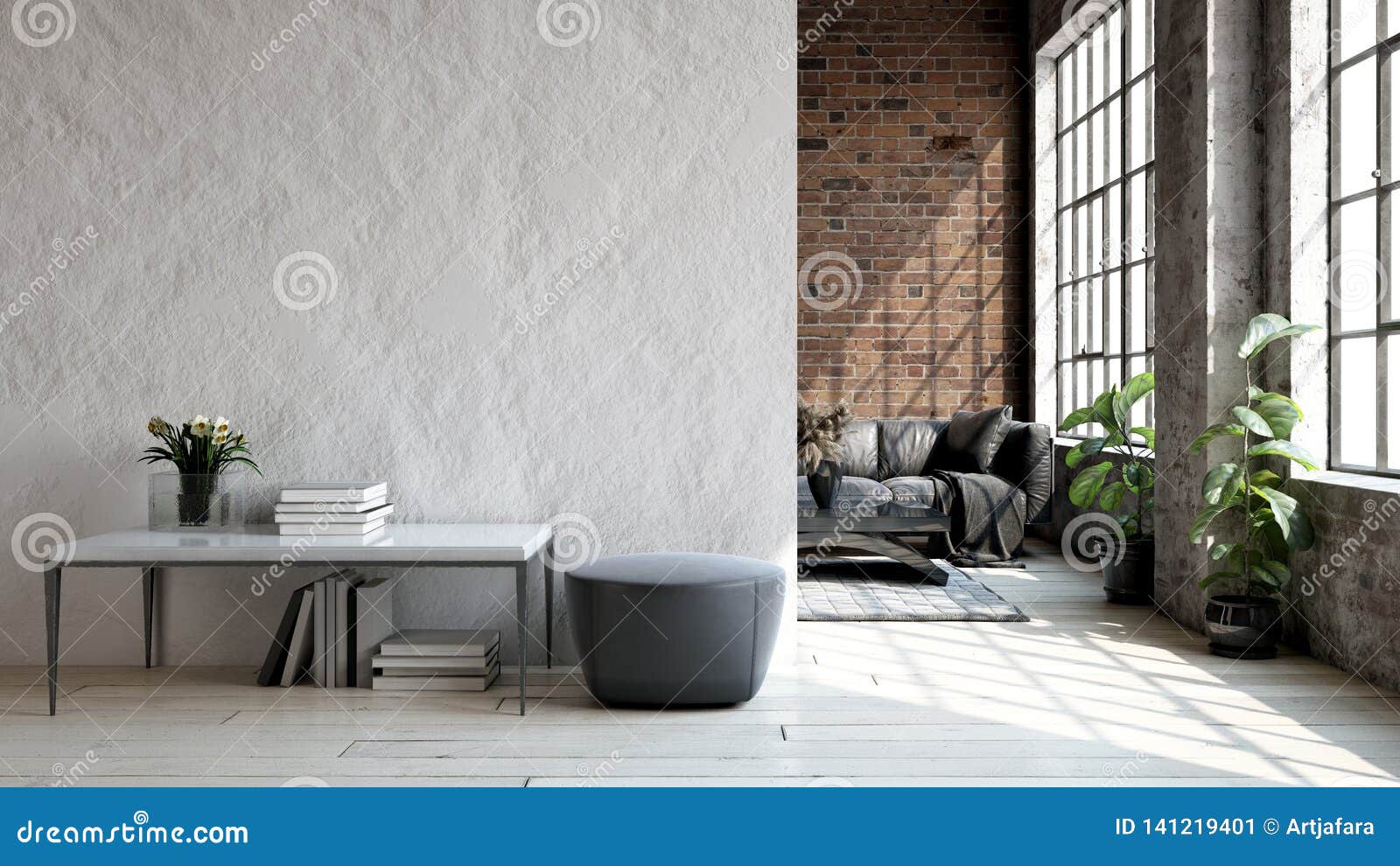 living room loft in industrial style