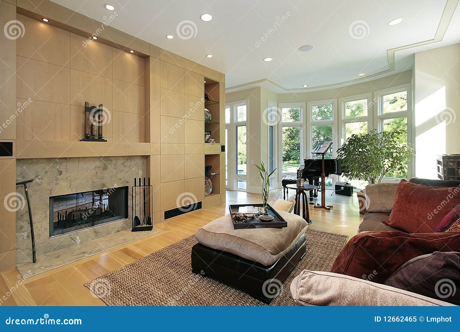 Living Room with Marble Fireplace Stock Image - Image of fireplace ...