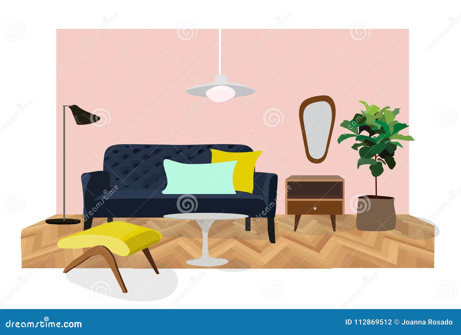 Vector Interior Design Illustration Living Room Furniture