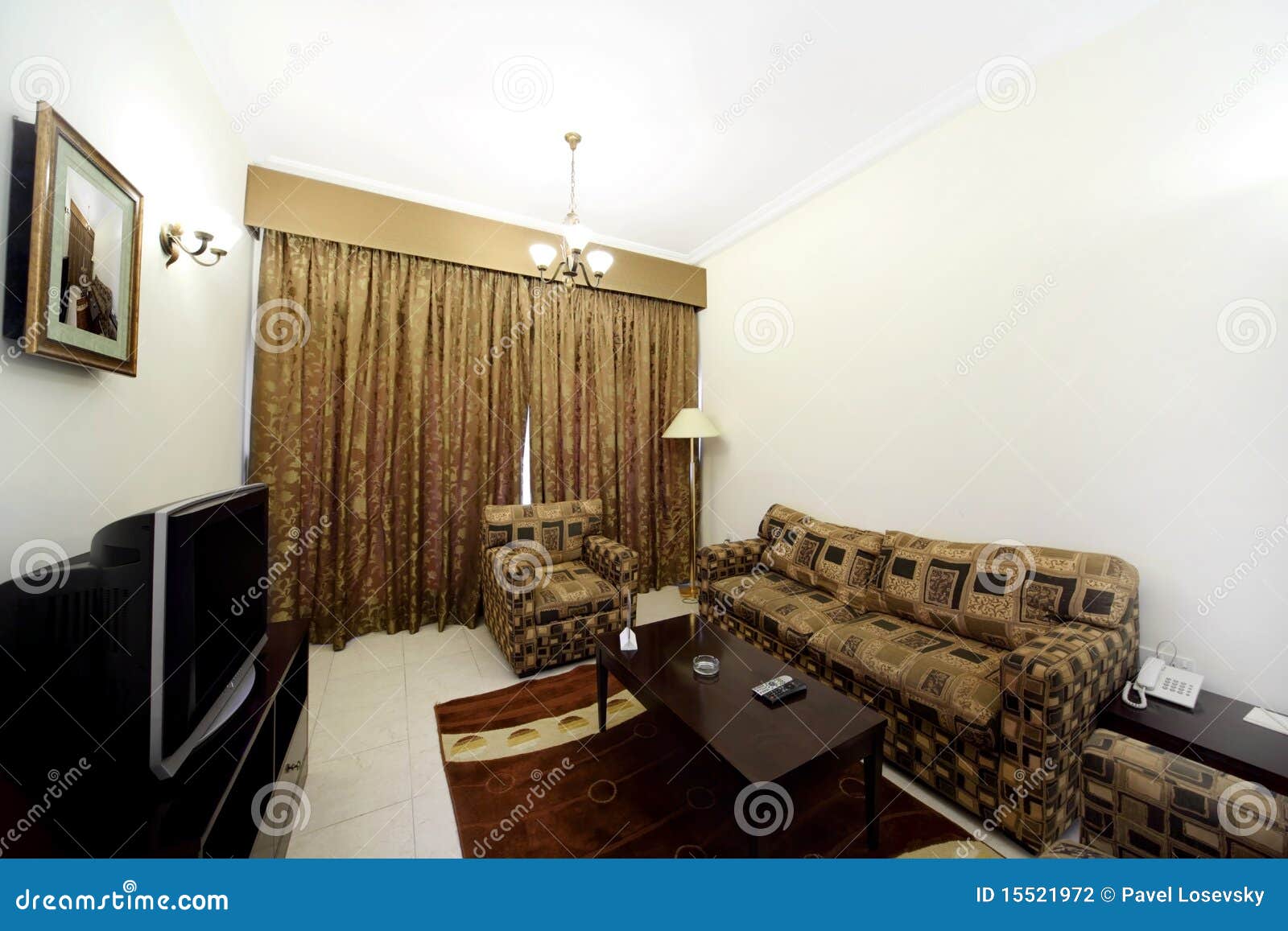 Living Room with Sofa, Armchairs and Tv Stock Photo - Image of vacation