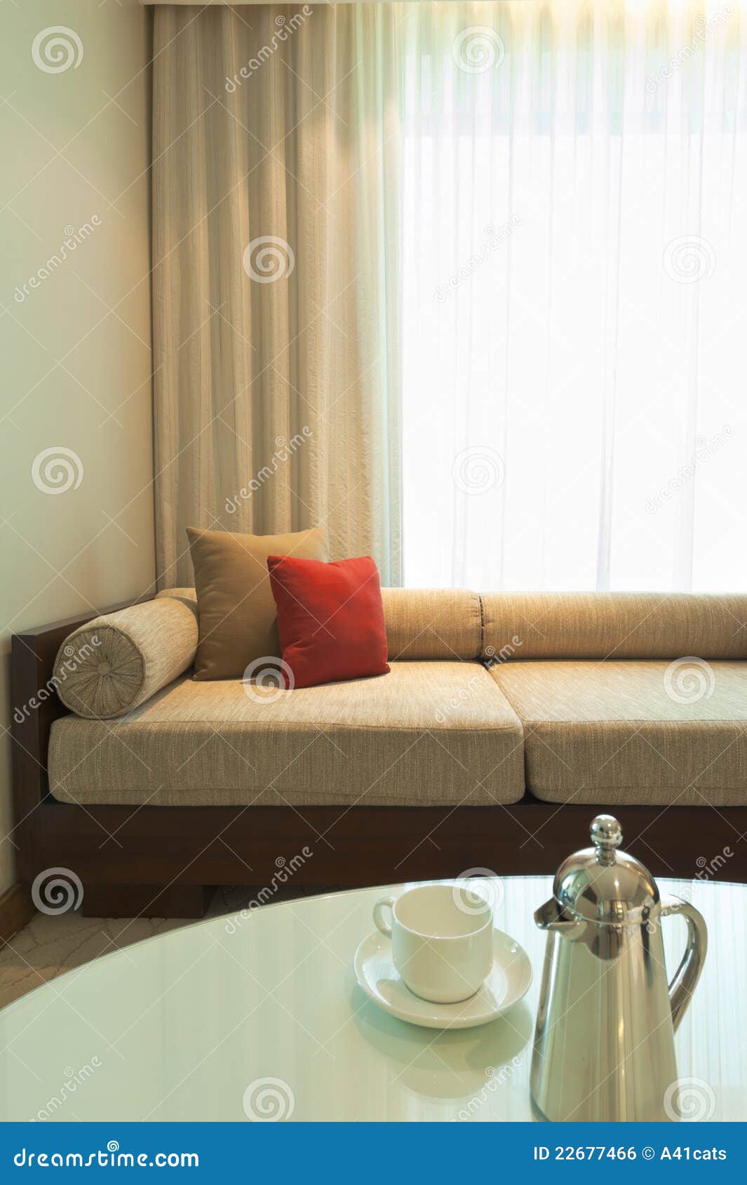 Living Room with Sofa and Nice Pillows Stock Photo Image of modern