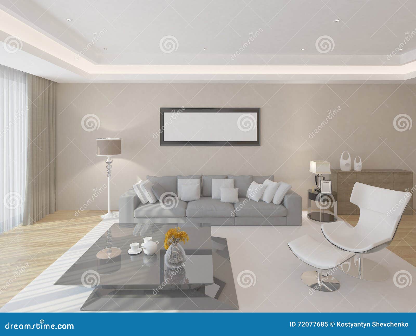 Living Room with a Stylish Design. Stock Illustration Illustration of
