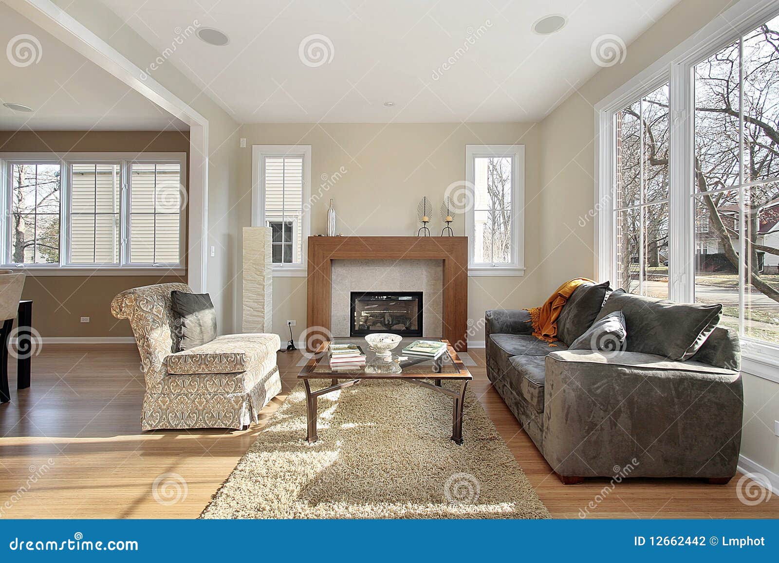 Living Room in Upscale Home Stock Photo Image of floor, modern 12662442