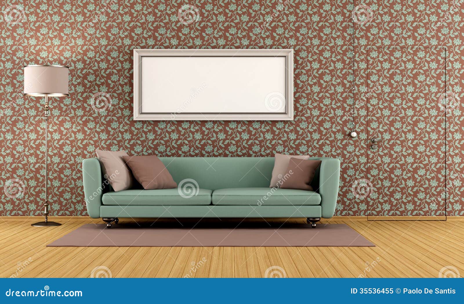 Living Room With Vintage Wallpaper Royalty Free Stock Photo Living Room With Vintage Wallpaper Royalty Free Stock Photo