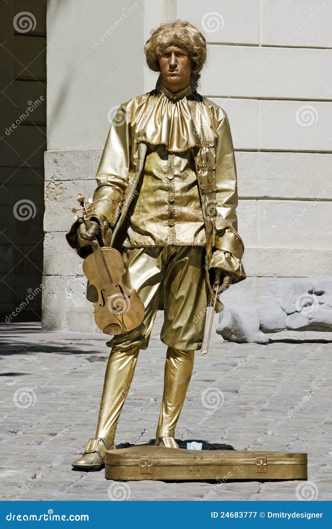 Living Statue the Man in the Image of Musician Editorial Photography