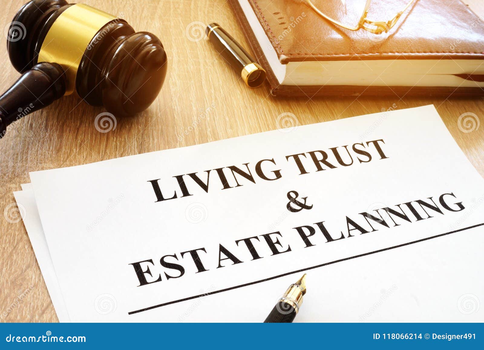 living trust and estate planning form on desk.