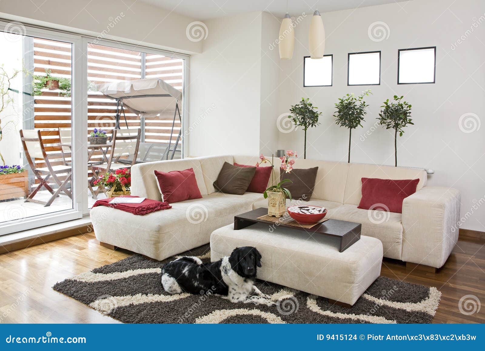 Modern bright livingroom with sofa