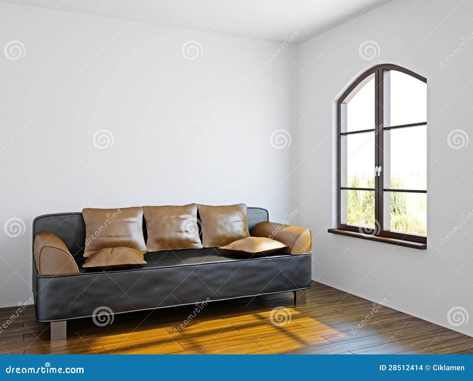 Livingroom with black sofa stock photo. Image of decor - 28512414
