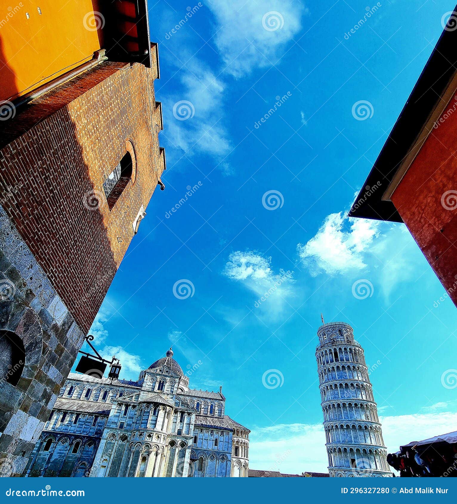 Illustration Of Pizza Tower In Blue Background Stock Photo