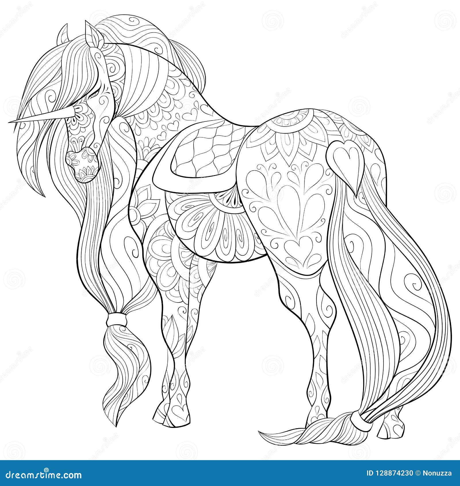 Page De Livre De Coloriage Anti-stress Adulte Licorne Ornementale