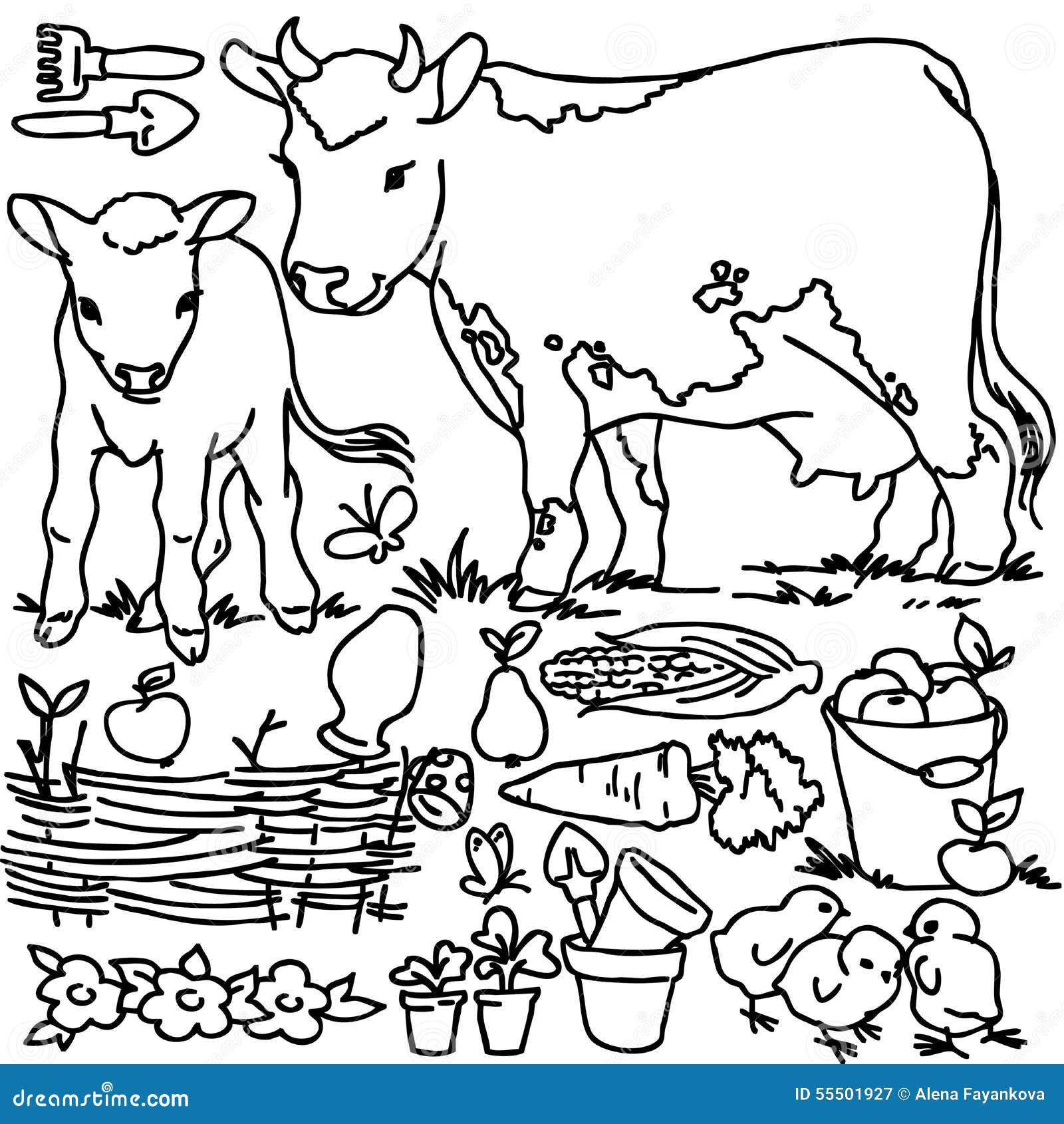 Livre de coloriage animaux de ferme de bande dessinée