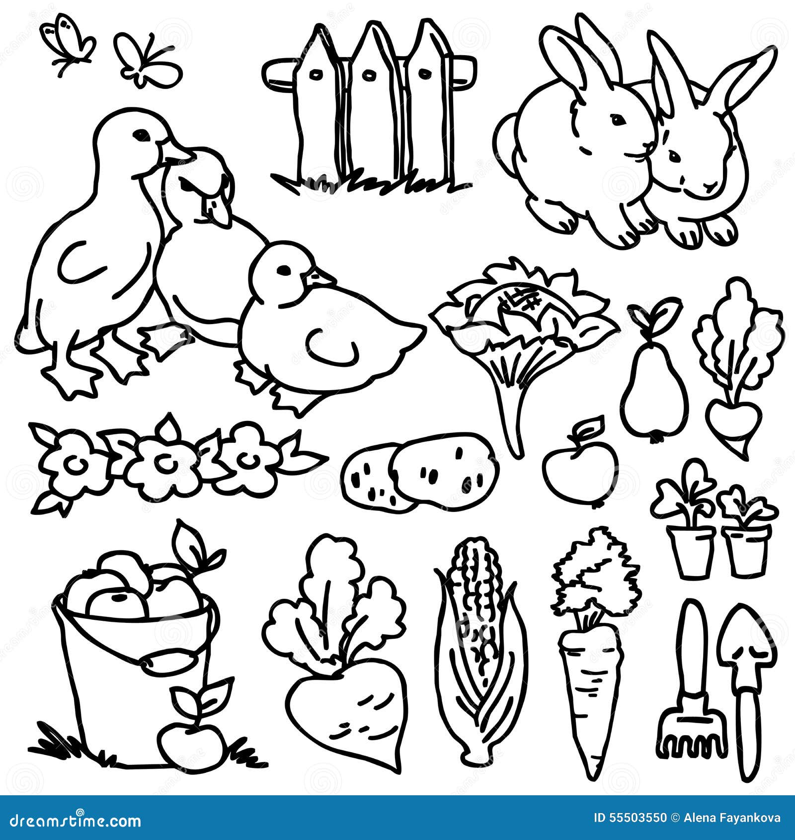 Livre de coloriage animaux de ferme de bande dessinée