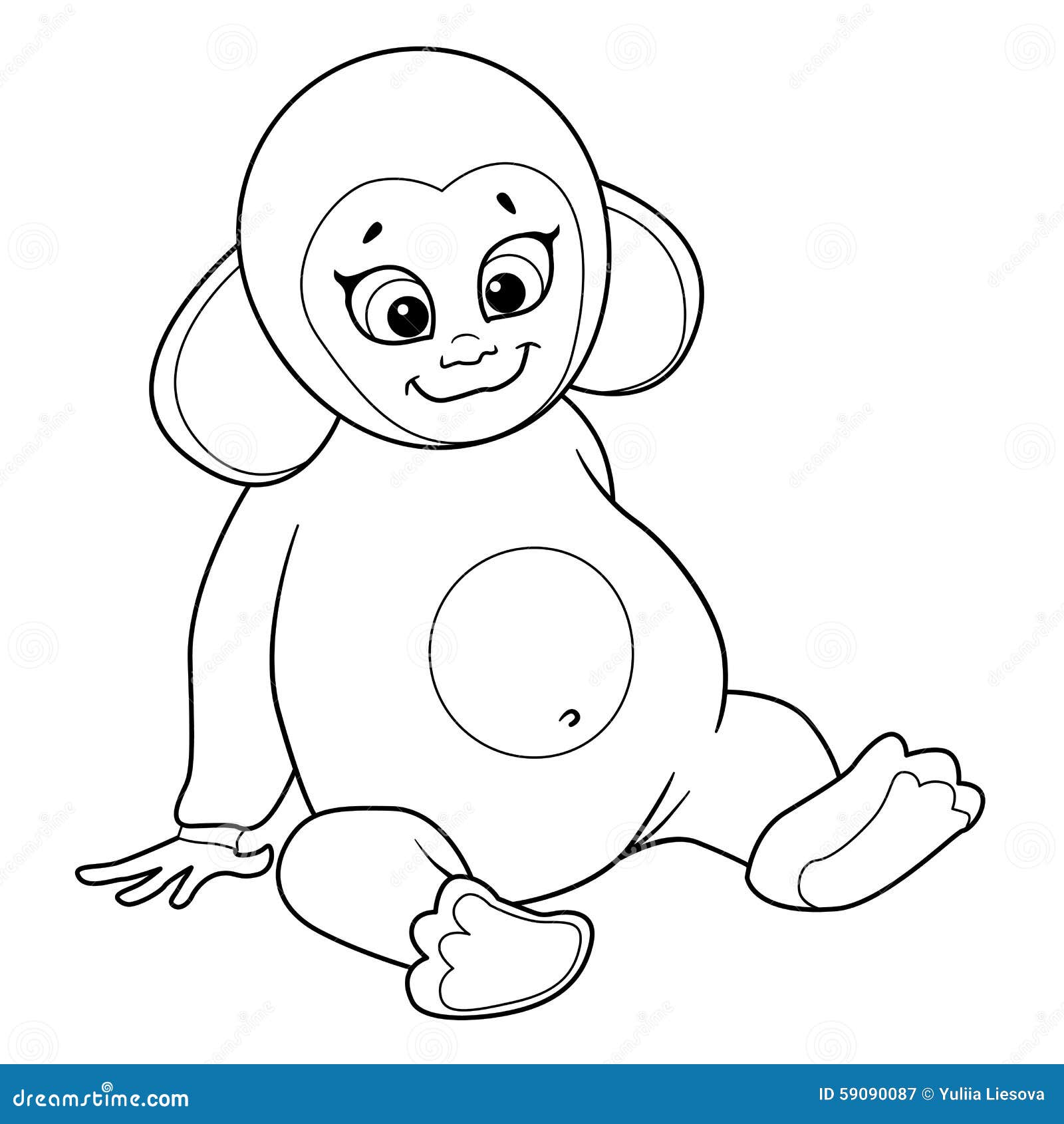 Livre de coloriage avec le bébé mignon habillé me le singe