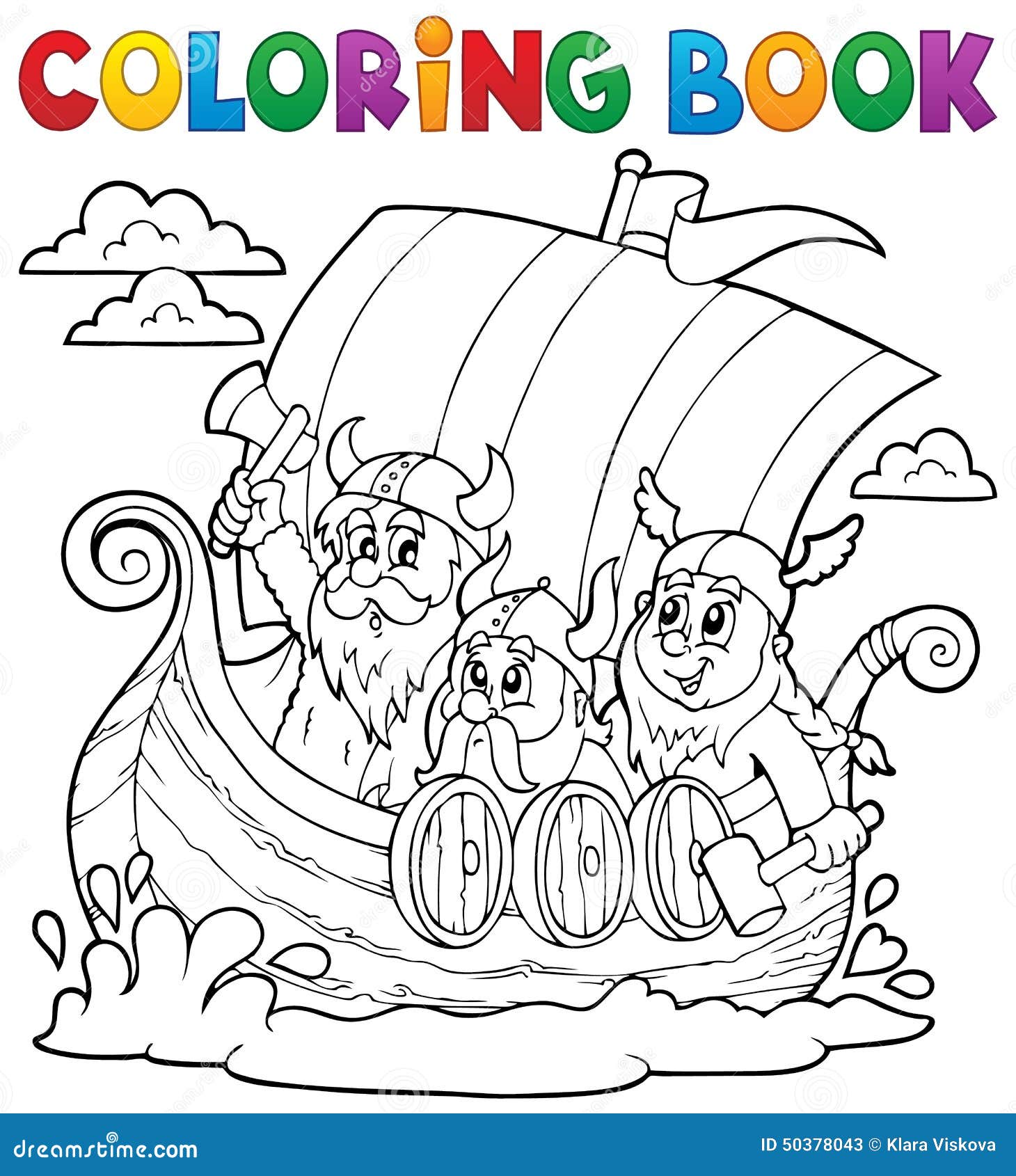 Livre De Coloriage Avec Le Bateau De Viking Illustration de Vecteur Image