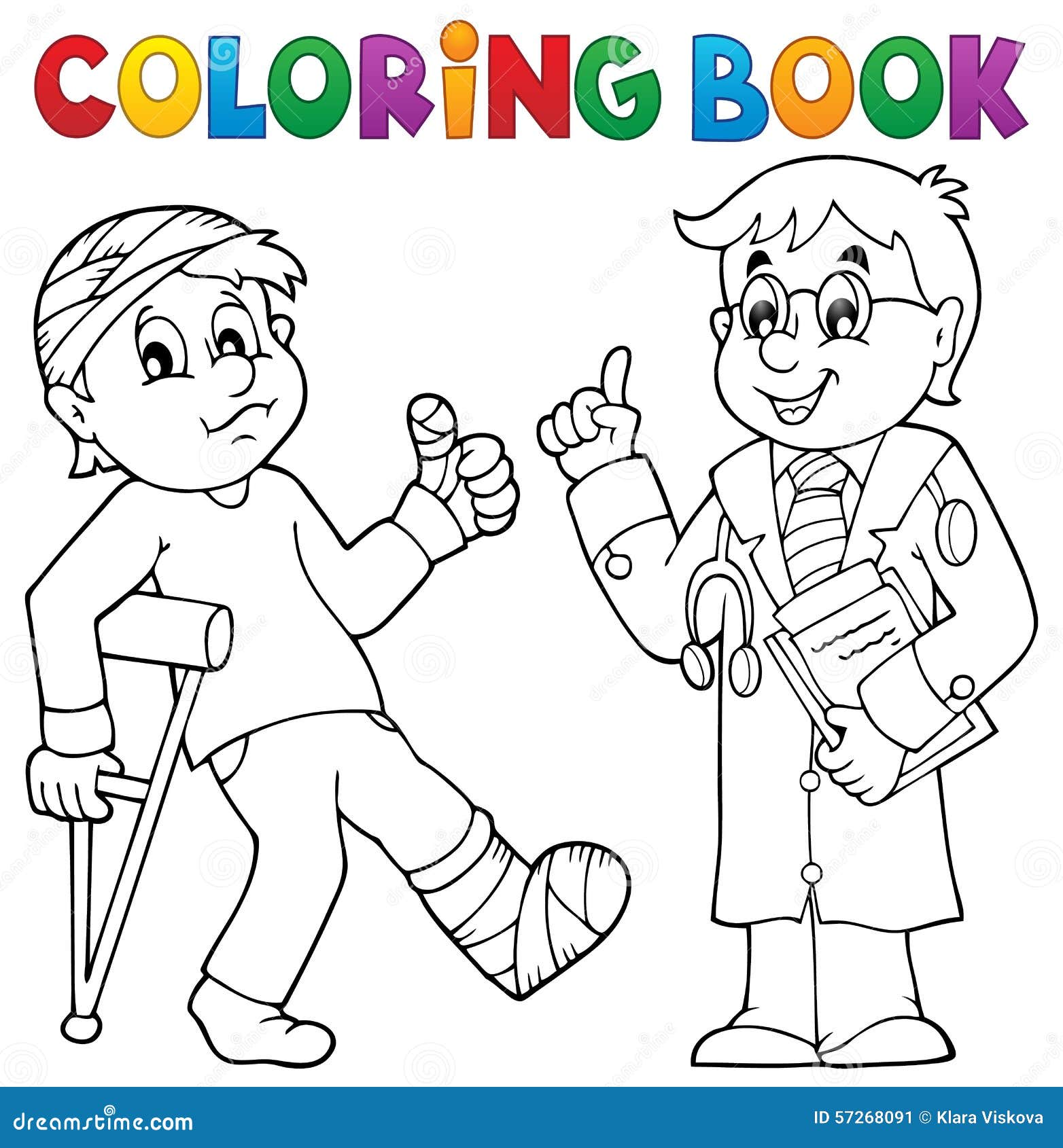 Livre de coloriage avec le patient et le docteur Image stock