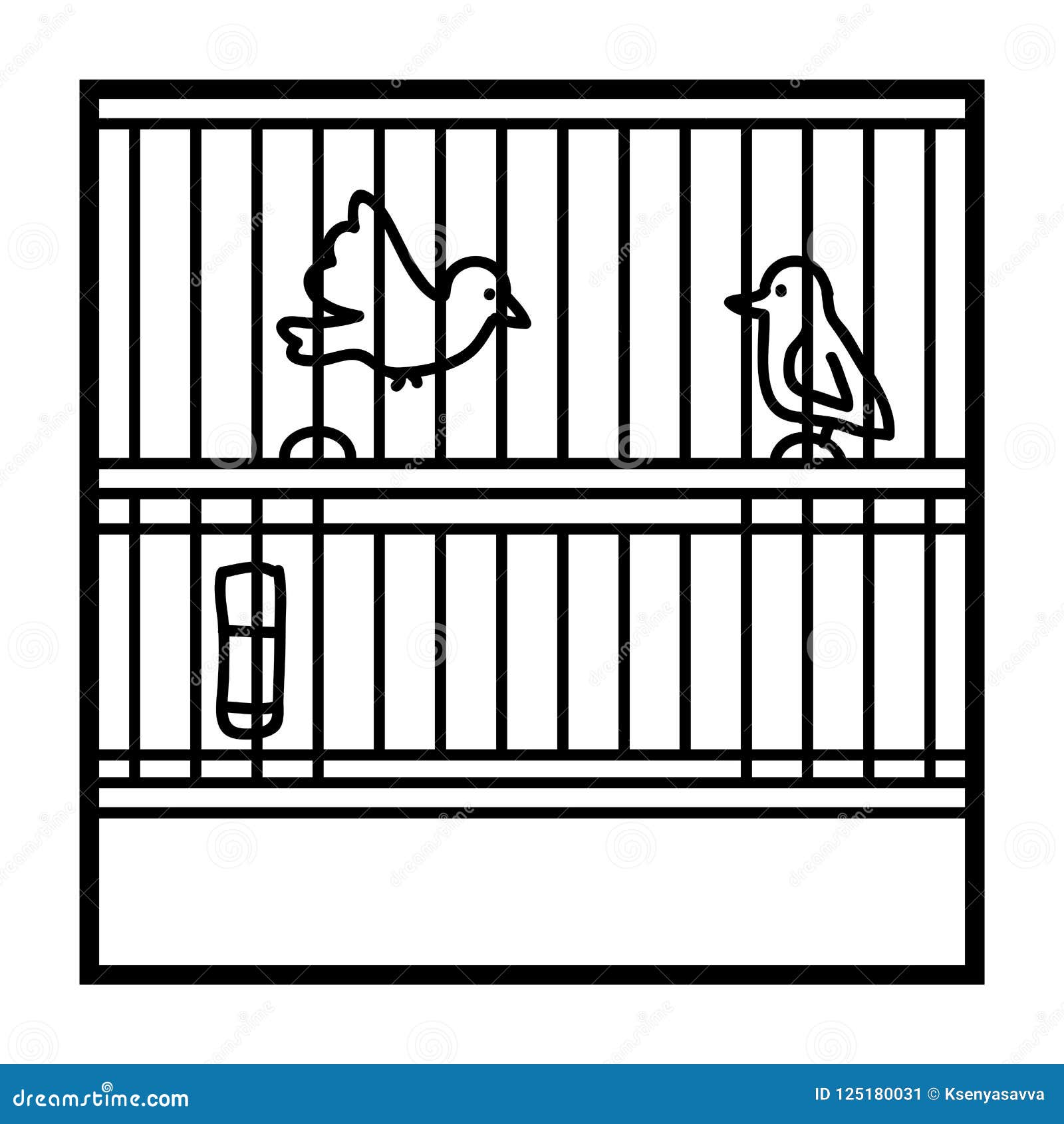 Livre De Coloriage Cage à Oiseaux Illustration De Vecteur